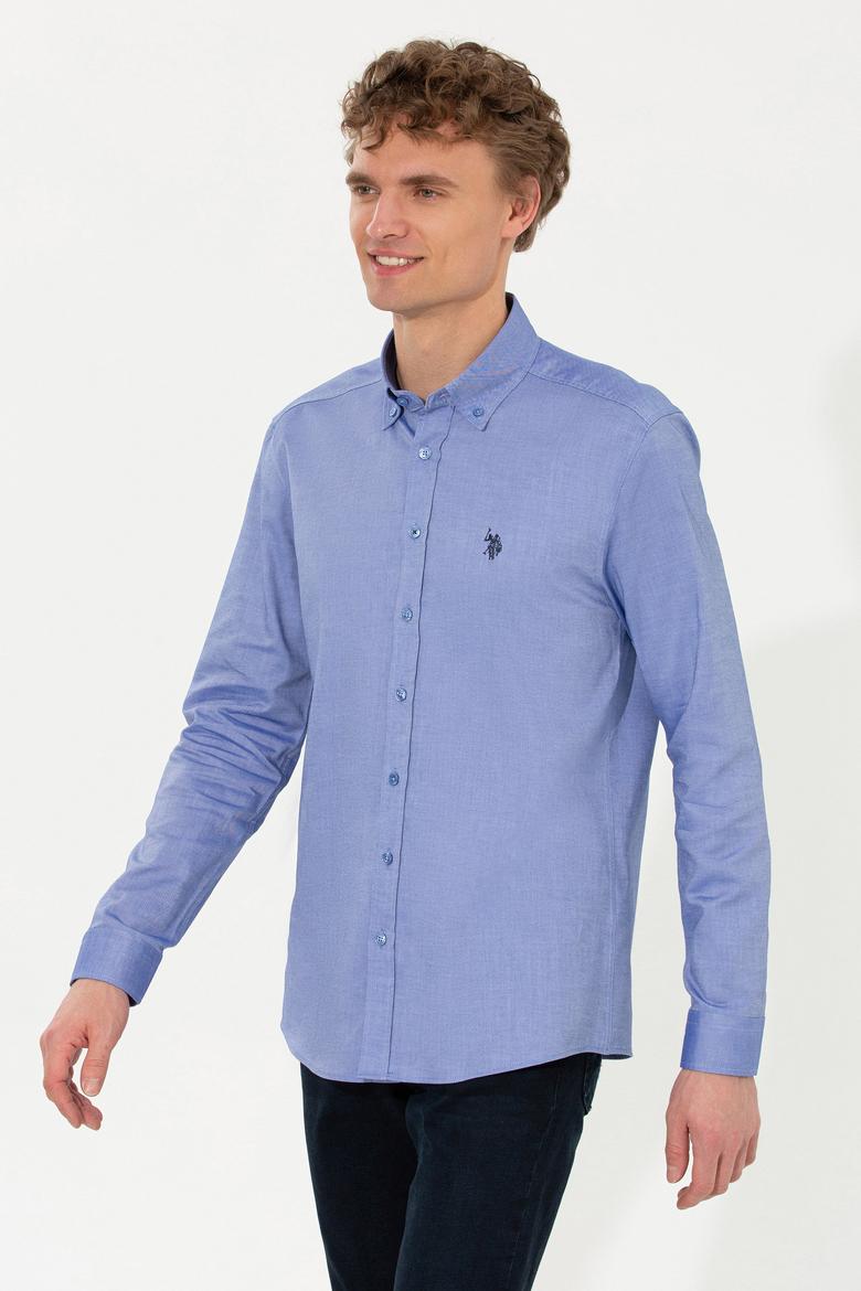 Erkek Saks Uzun Kollu Basic Gömlek - 50256697030