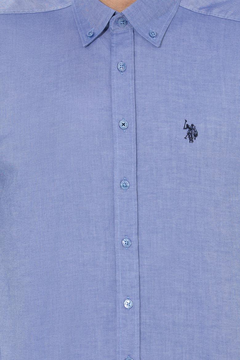 Erkek Saks Uzun Kollu Basic Gömlek - 50256697030