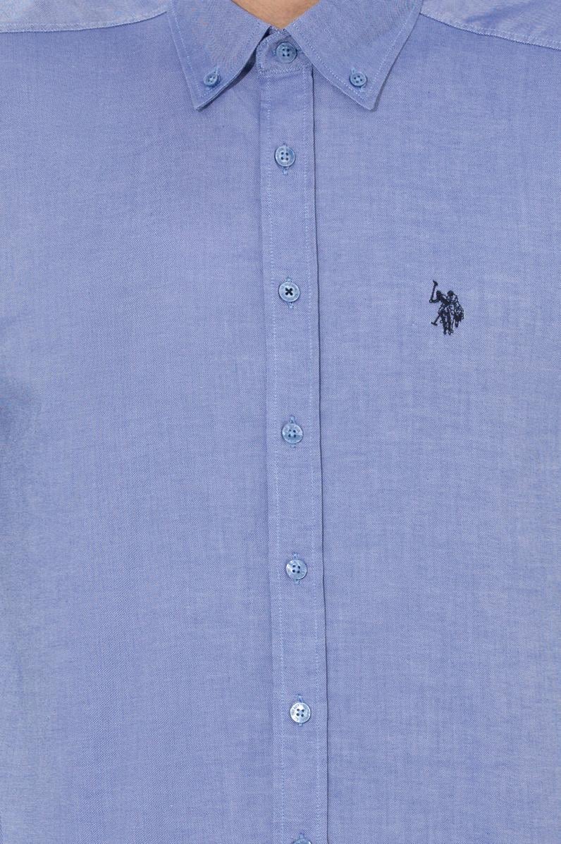 Erkek Saks Uzun Kollu Basic Gömlek