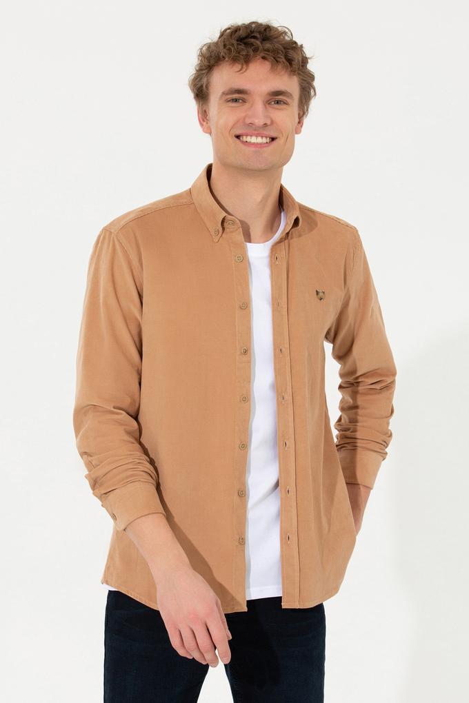 Erkek Camel Uzun Kollu Gömlek