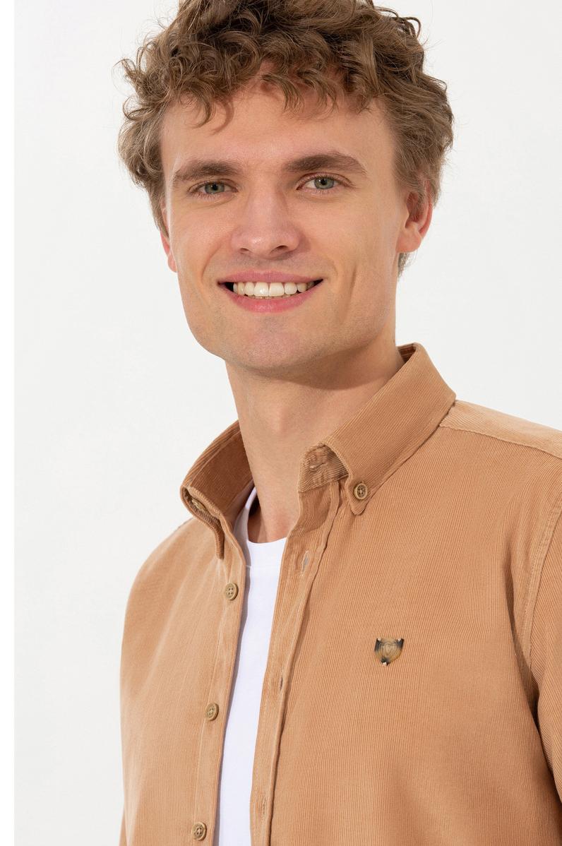 Erkek Camel Uzun Kollu Gömlek