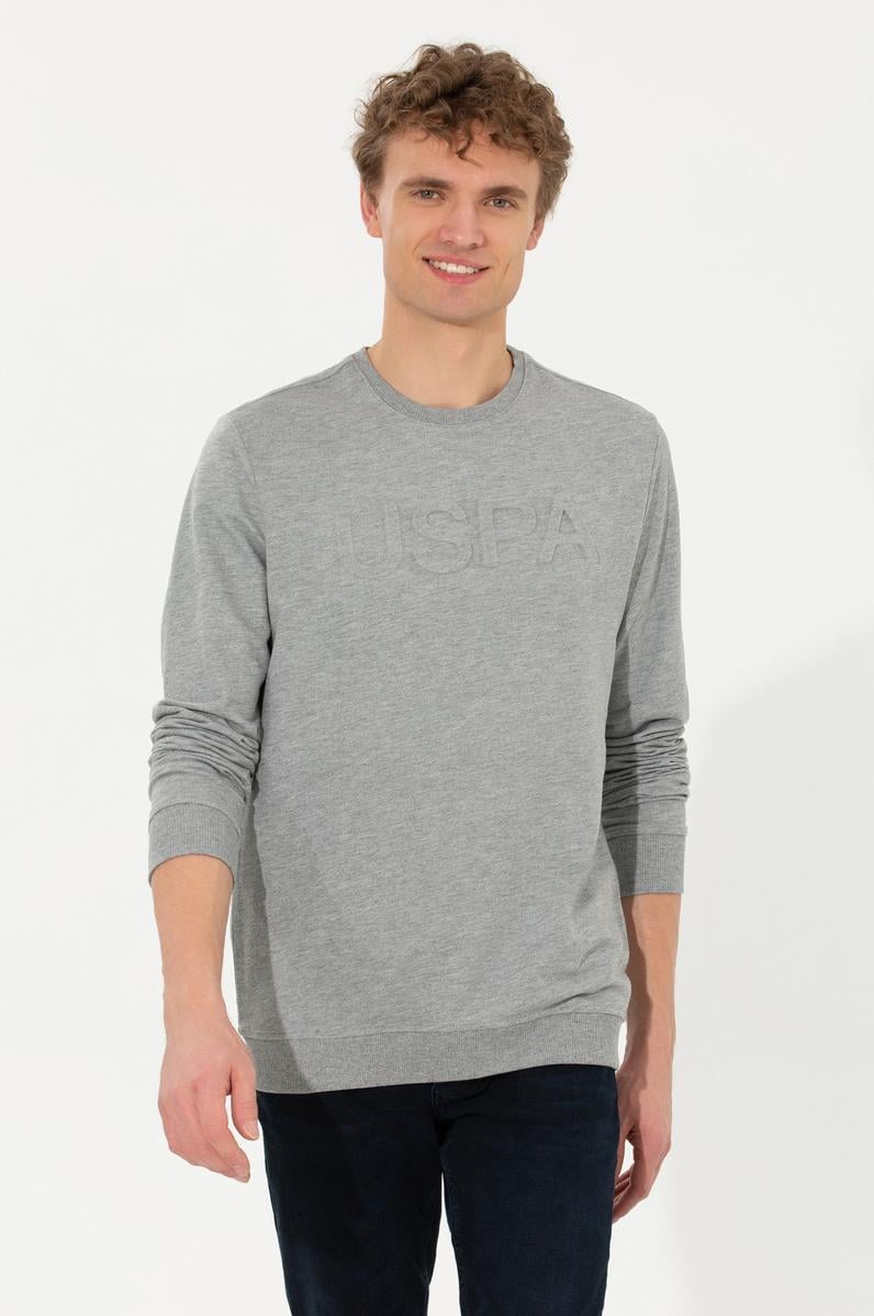 Erkek Gri Melanj Basic Sweatshirt