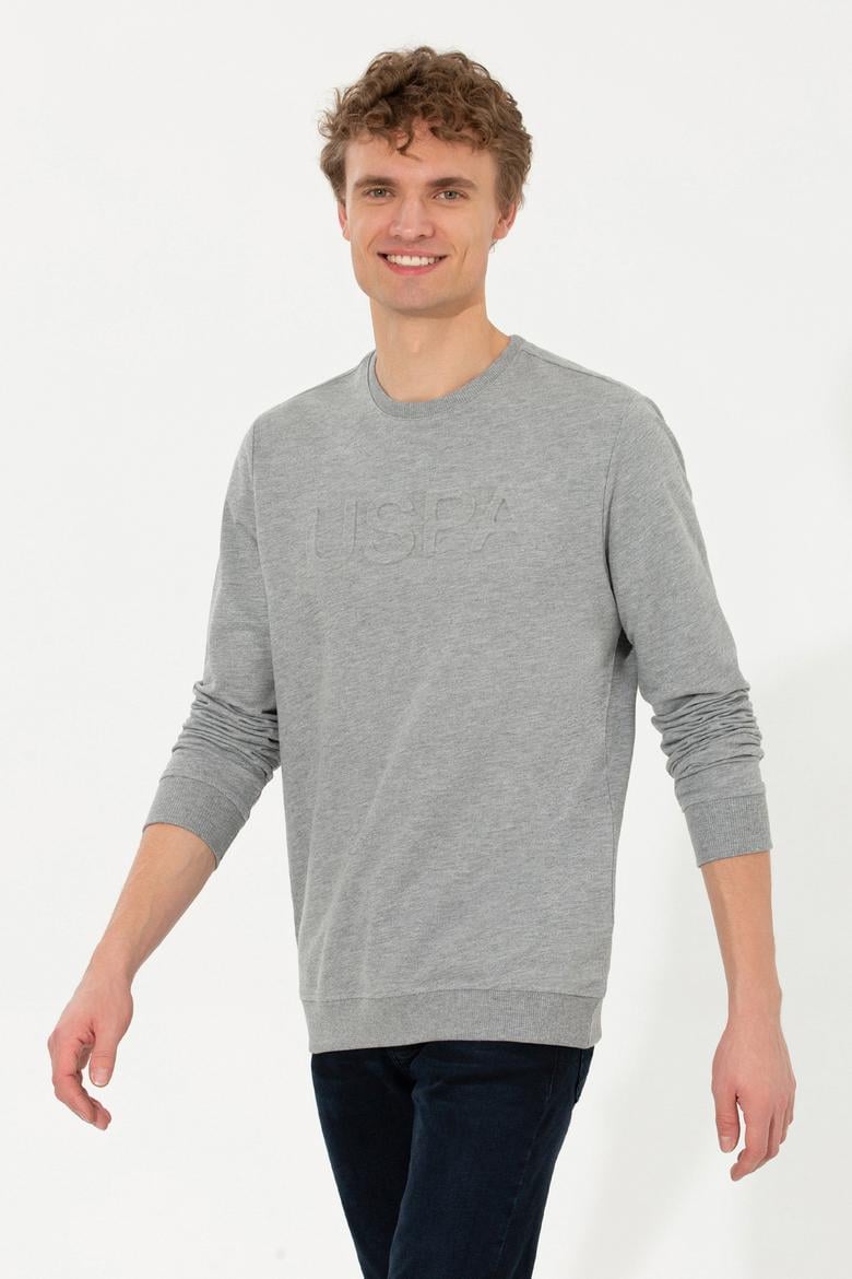 Erkek Gri Melanj Basic Sweatshirt