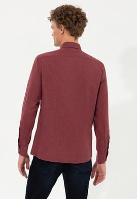 Erkek Bordo Uzun Kollu Basic Gömlek - 50262359001