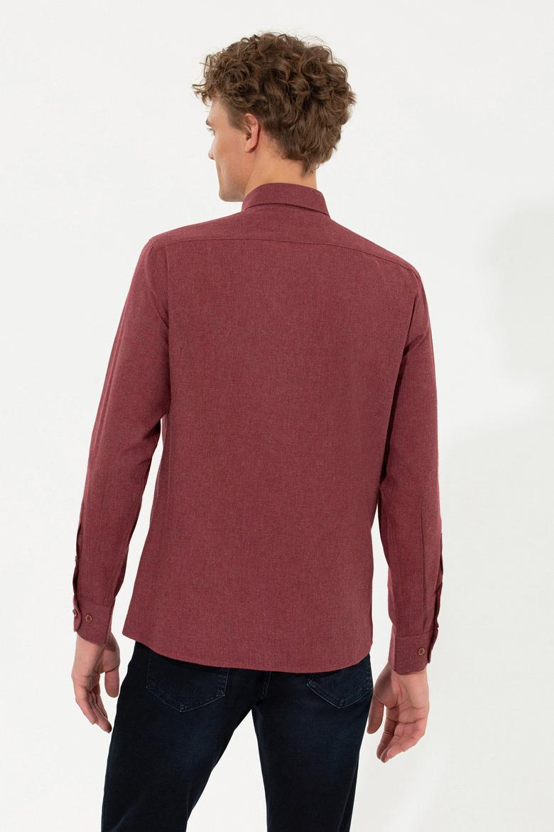 Erkek Bordo Uzun Kollu Basic Gömlek - 50262359001