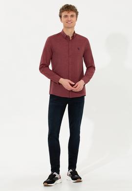 Erkek Bordo Uzun Kollu Basic Gömlek - 50262359001
