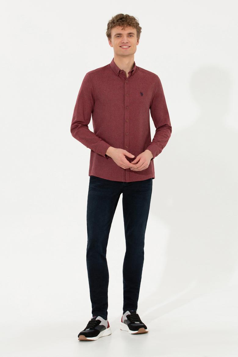 Erkek Bordo Uzun Kollu Basic Gömlek - 50262359001