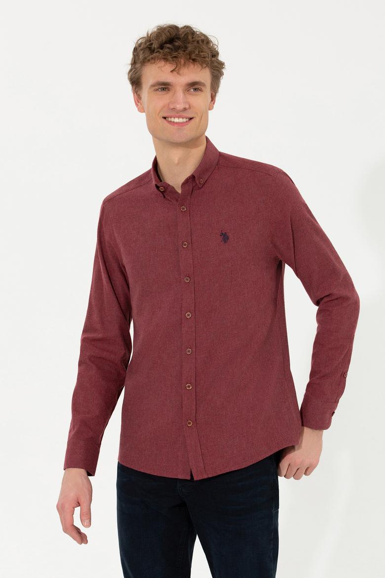 Erkek Bordo Uzun Kollu Basic Gömlek - 50262359001