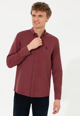 Erkek Bordo Uzun Kollu Basic Gömlek - 50262359001