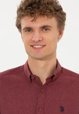 Erkek Bordo Uzun Kollu Basic Gömlek - 50262359001