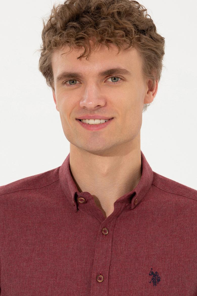 Erkek Bordo Uzun Kollu Basic Gömlek - 50262359001