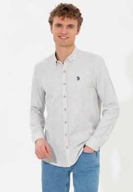 Erkek Ekru Uzun Kollu Basic Gömlek - 50262359010