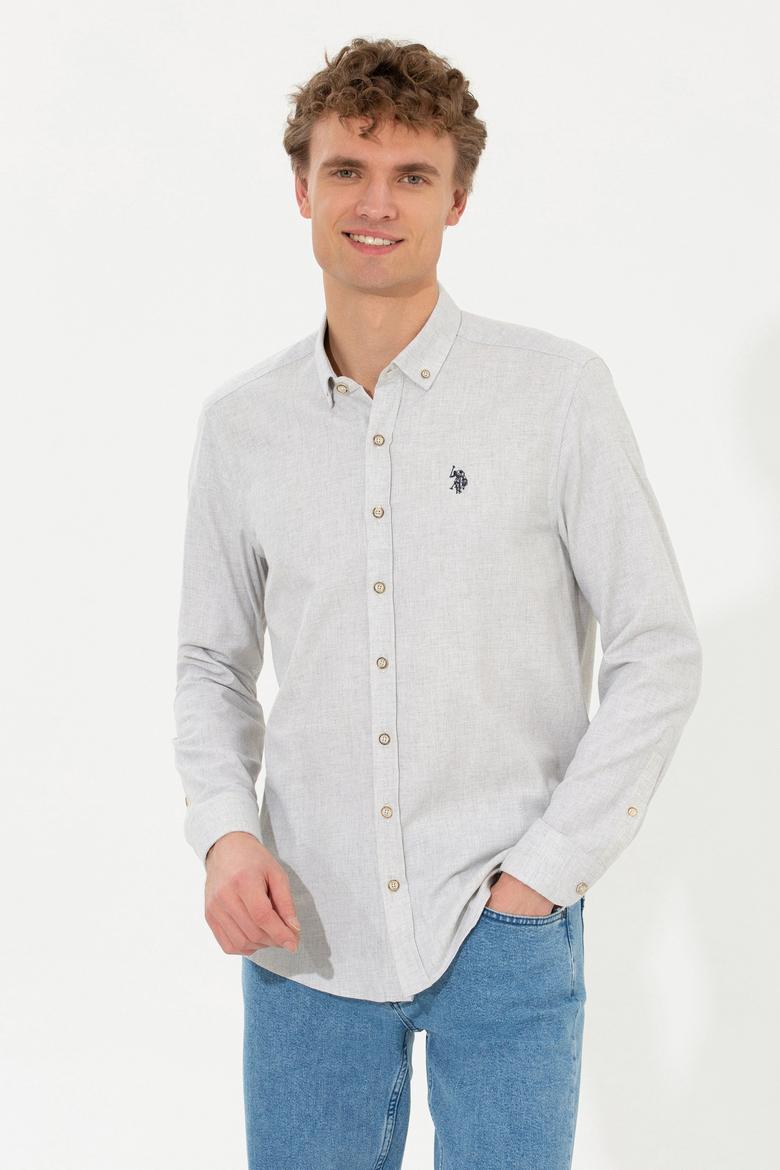 Erkek Ekru Uzun Kollu Basic Gömlek - 50262359010