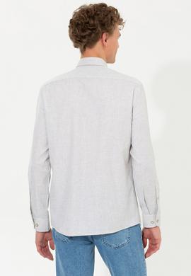 Erkek Ekru Uzun Kollu Basic Gömlek - 50262359010