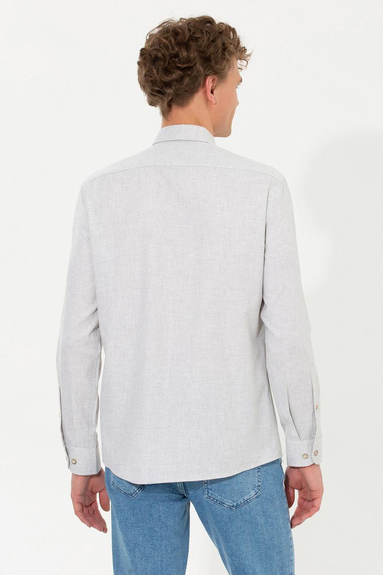 Erkek Ekru Uzun Kollu Basic Gömlek - 50262359010