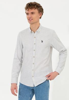 Erkek Ekru Uzun Kollu Basic Gömlek - 50262359010