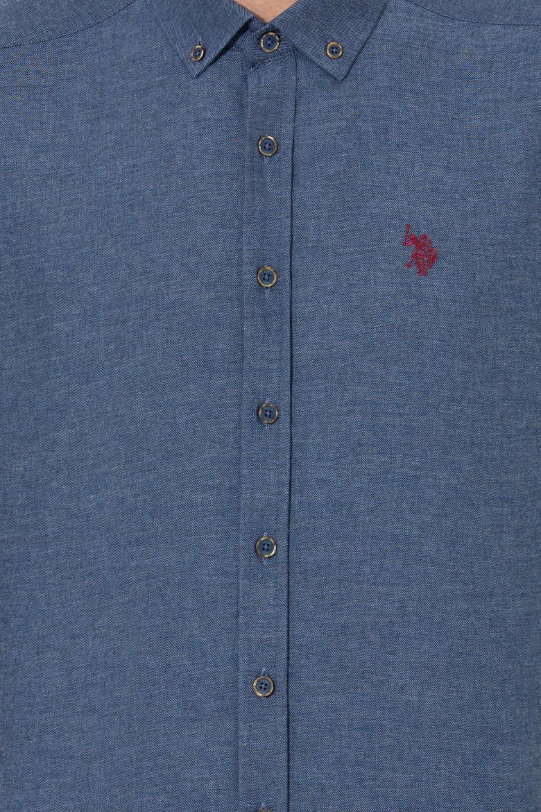Erkek İndigo Uzun Kollu Basic Gömlek - 50262359026