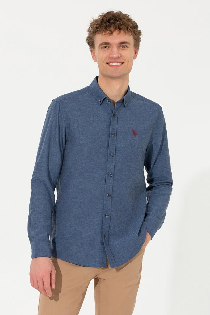Erkek İndigo Uzun Kollu Basic Gömlek