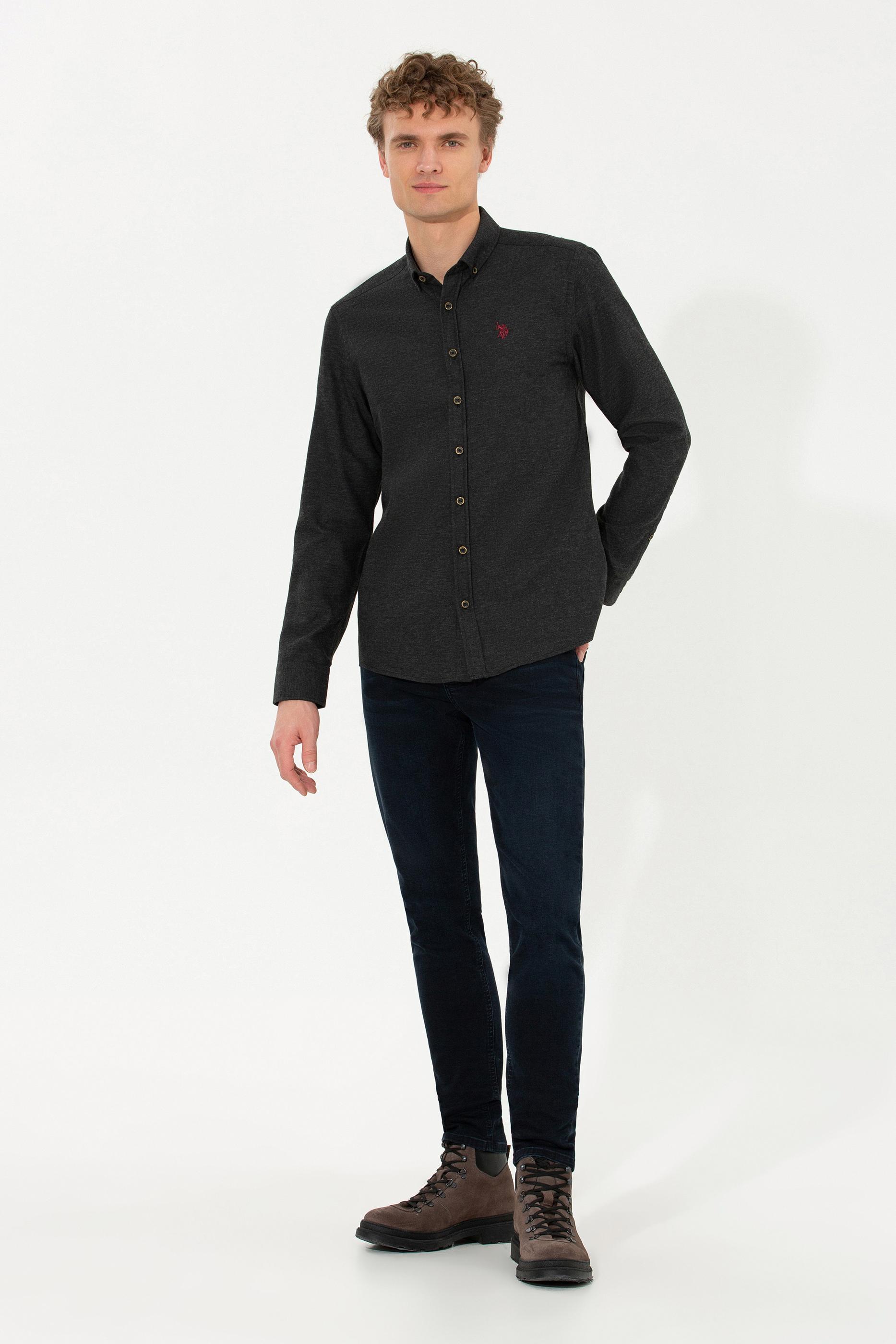 Erkek Siyah Uzun Kollu Basic Gömlek