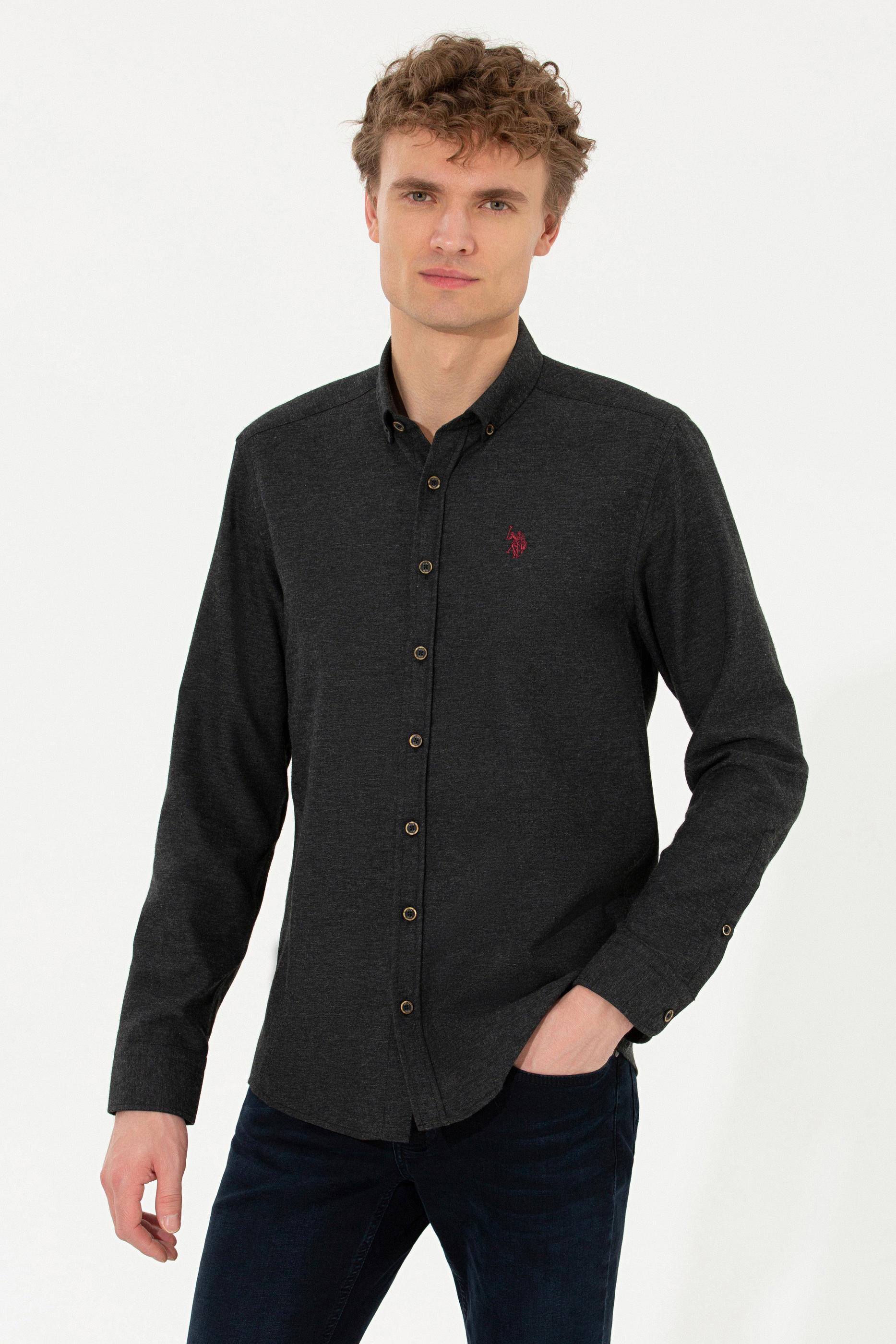 Erkek Siyah Uzun Kollu Basic Gömlek