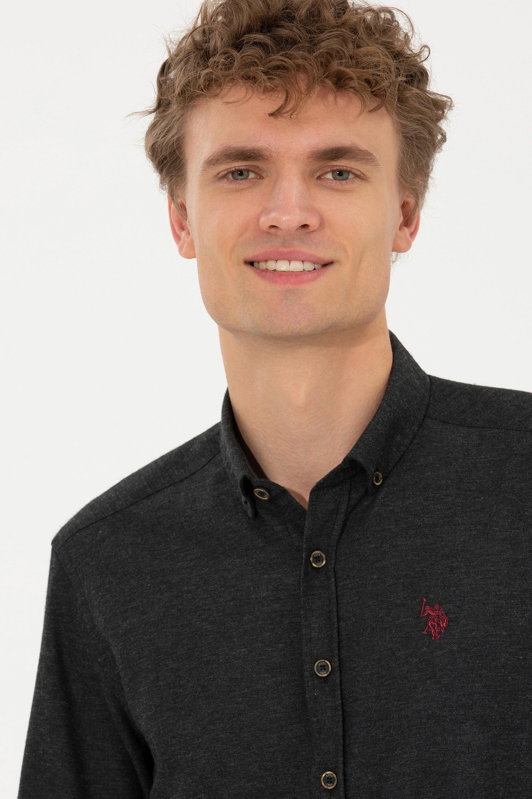 Erkek Siyah Uzun Kollu Basic Gömlek