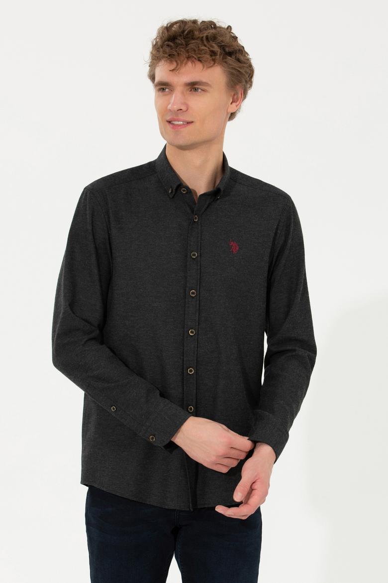 Erkek Siyah Uzun Kollu Basic Gömlek