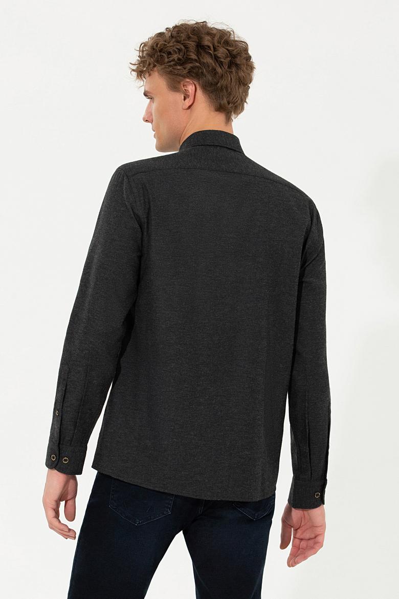 Erkek Siyah Uzun Kollu Basic Gömlek - 50262359028