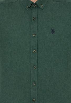 Erkek Koyu Yeşil Uzun Kollu Basic Gömlek - 50262359044