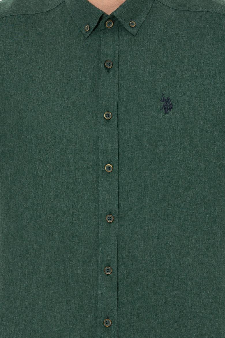 Erkek Koyu Yeşil Uzun Kollu Basic Gömlek - 50262359044