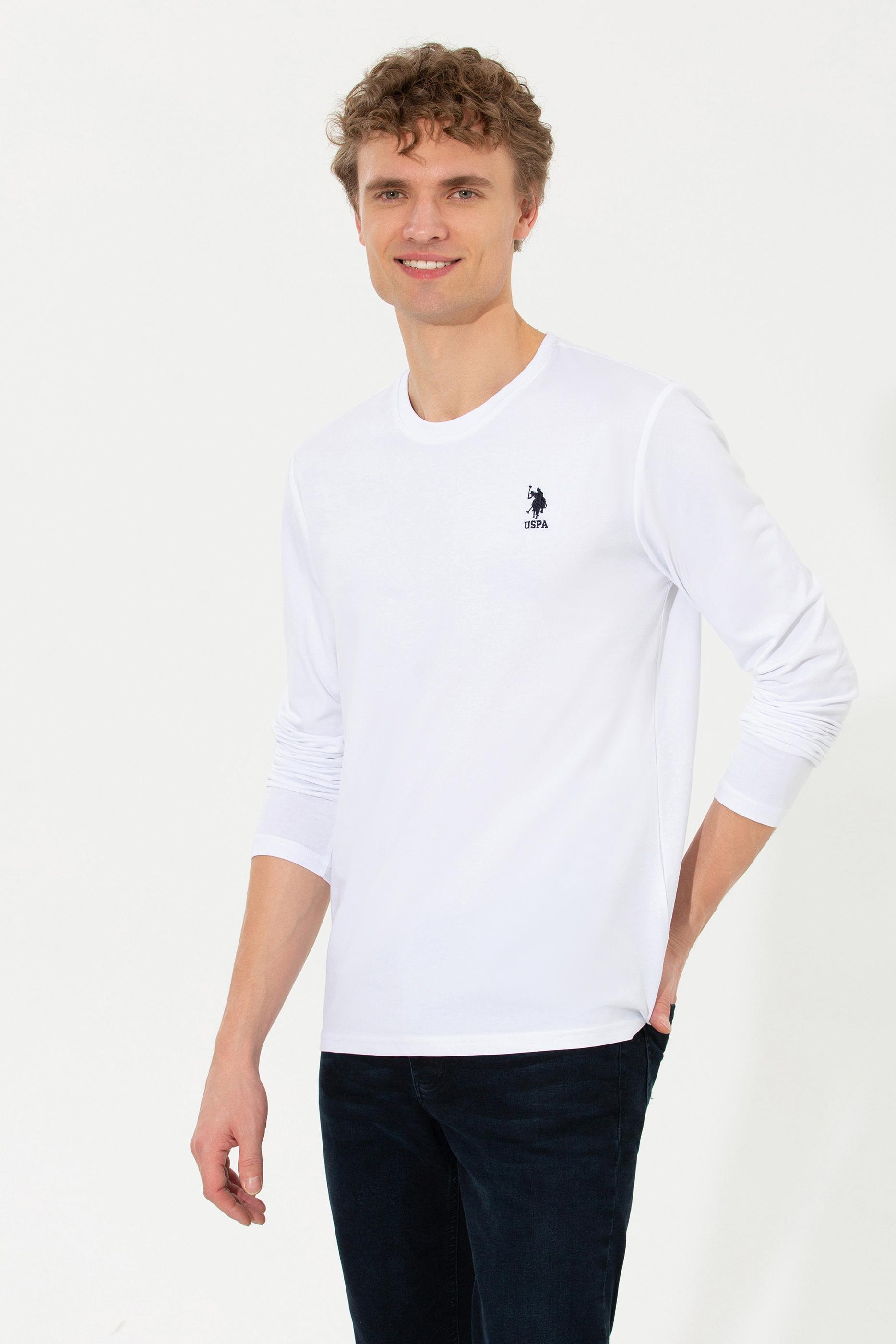 Erkek Beyaz Basic Sweatshirt