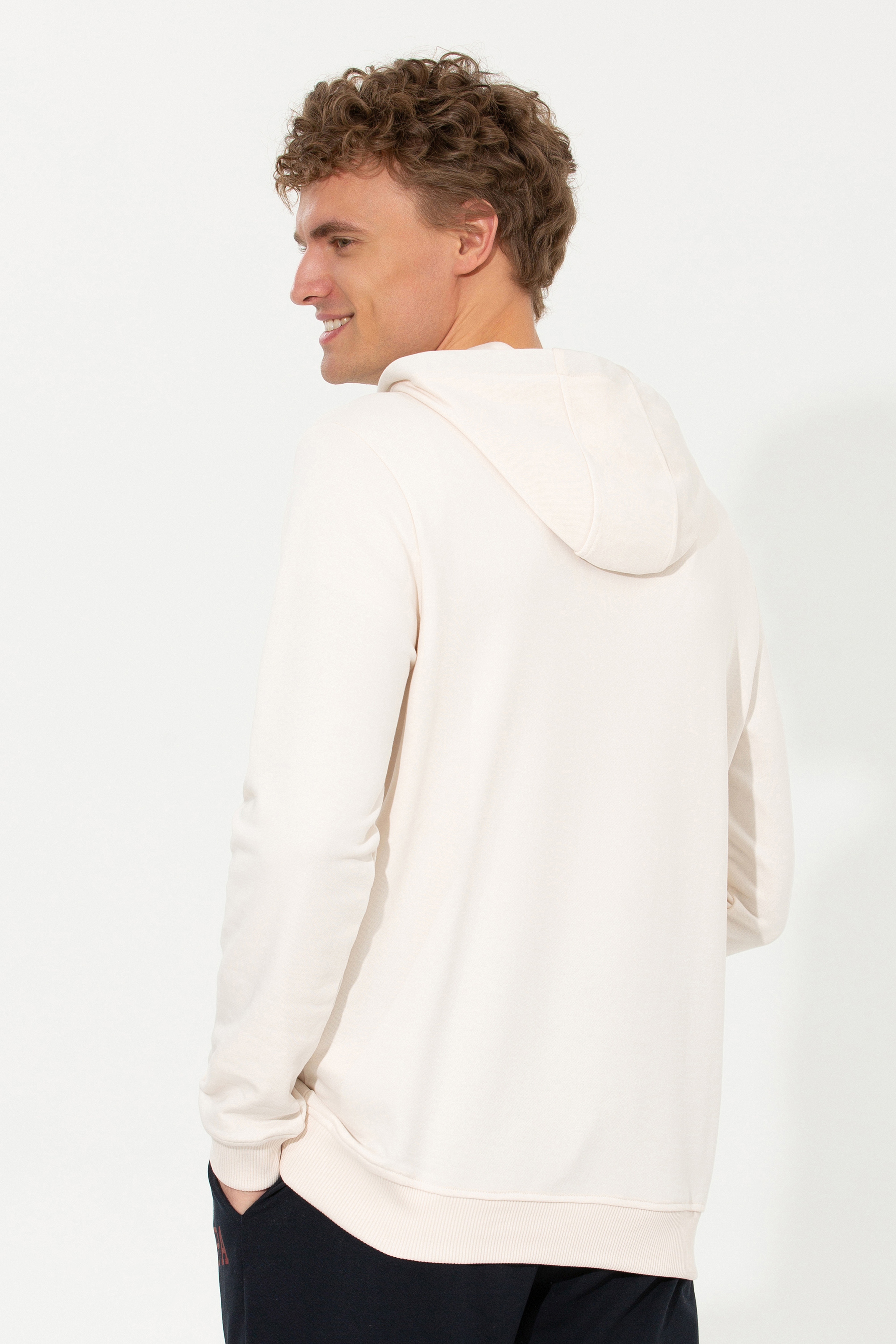 Erkek Ekru Sweatshirt - Image 5
