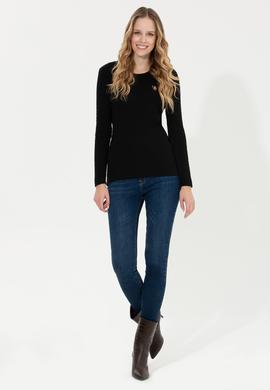 Kadın Siyah Bisiklet Yaka Basic Kazak - 50258077029