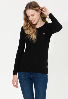 Kadın Siyah Bisiklet Yaka Basic Kazak - 50258077029