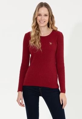 Kadın Bordo Bisiklet Yaka Basic Kazak - 50258077011