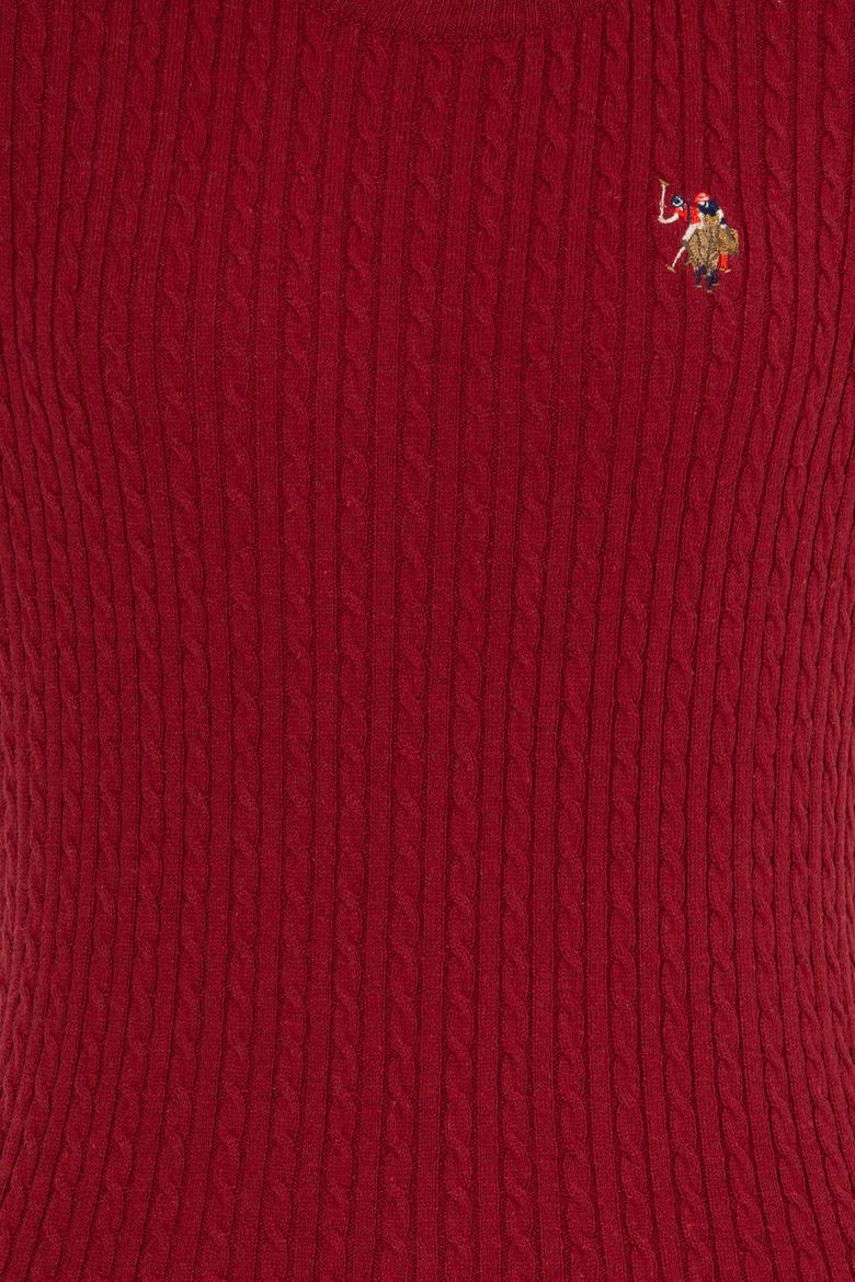 Kadın Bordo Bisiklet Yaka Basic Kazak - 50258077011