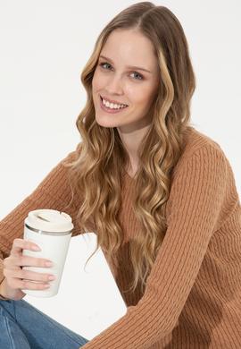 Kadın Camel Bisiklet Yaka Basic Kazak - 50258077037