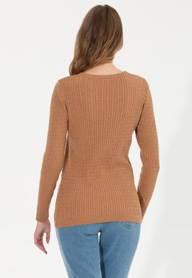 Kadın Camel Bisiklet Yaka Basic Kazak - 50258077037