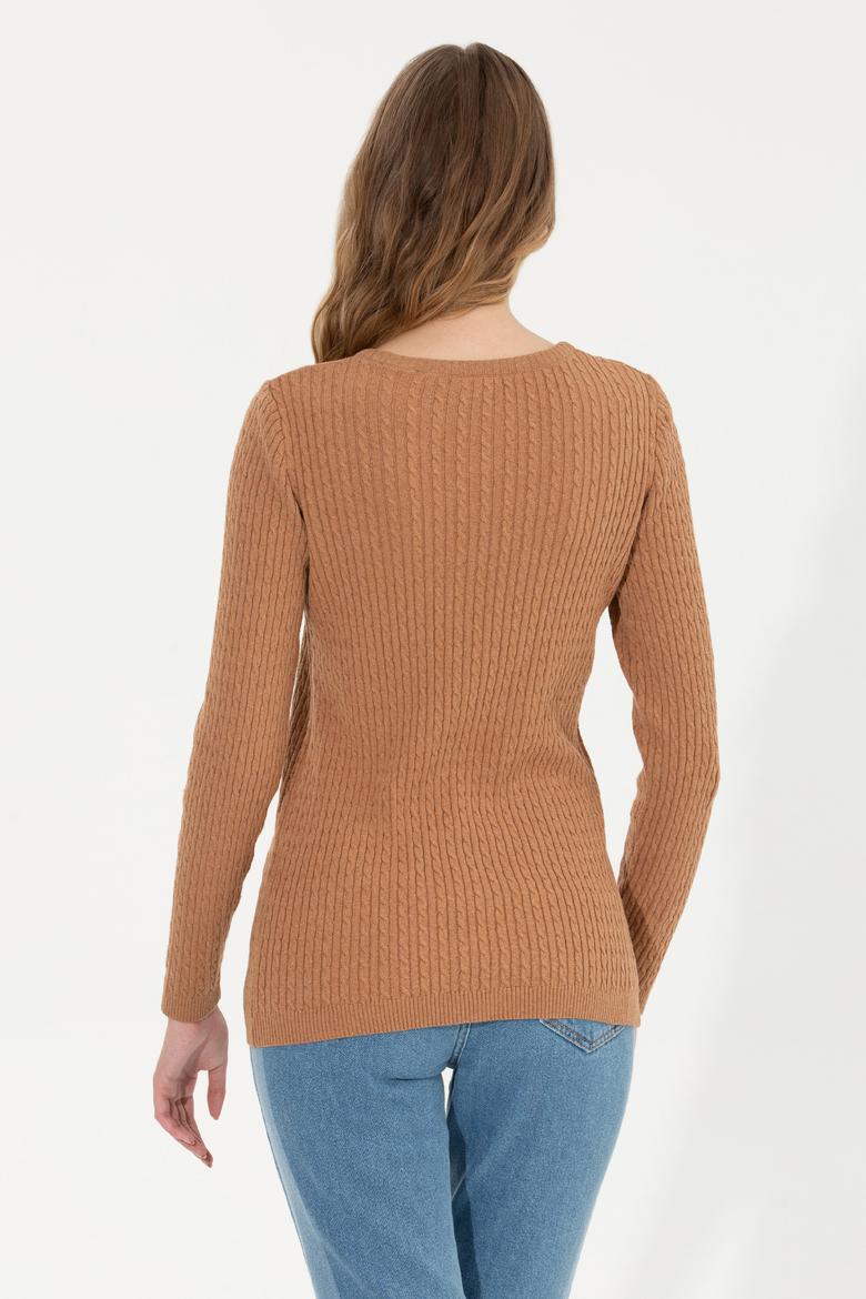 Kadın Camel Bisiklet Yaka Basic Kazak - 50258077037