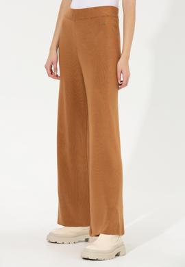 Kadın Camel Melanj Loose Fit Triko Pantolon - 50259636007