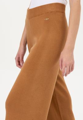 Kadın Camel Melanj Loose Fit Triko Pantolon - 50259636007