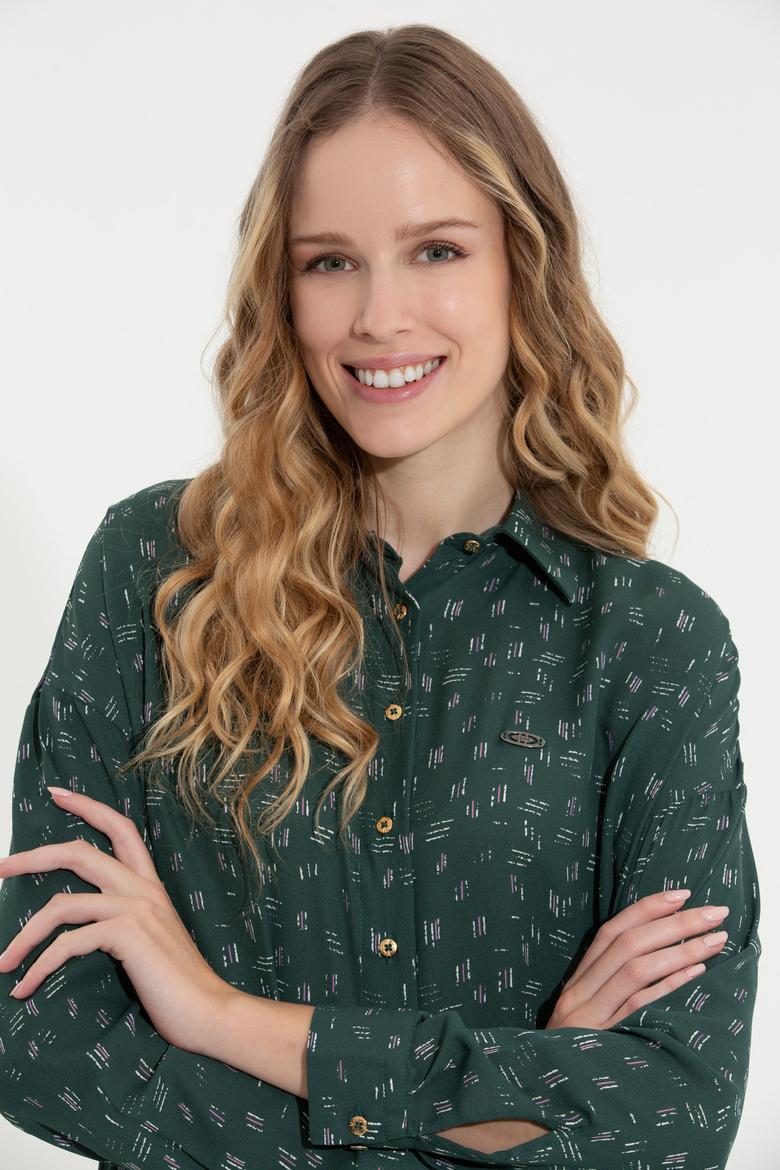 Kadın Yeşil Uzun Kollu Gömlek - 50254005011