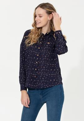 Kadın Lacivert Uzun Kollu Gömlek - 50254005020