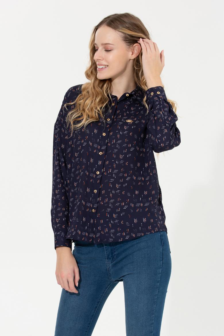 Kadın Lacivert Uzun Kollu Gömlek - 50254005020