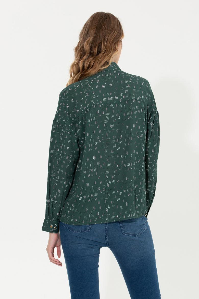 Kadın Yeşil Uzun Kollu Gömlek - 50254005011