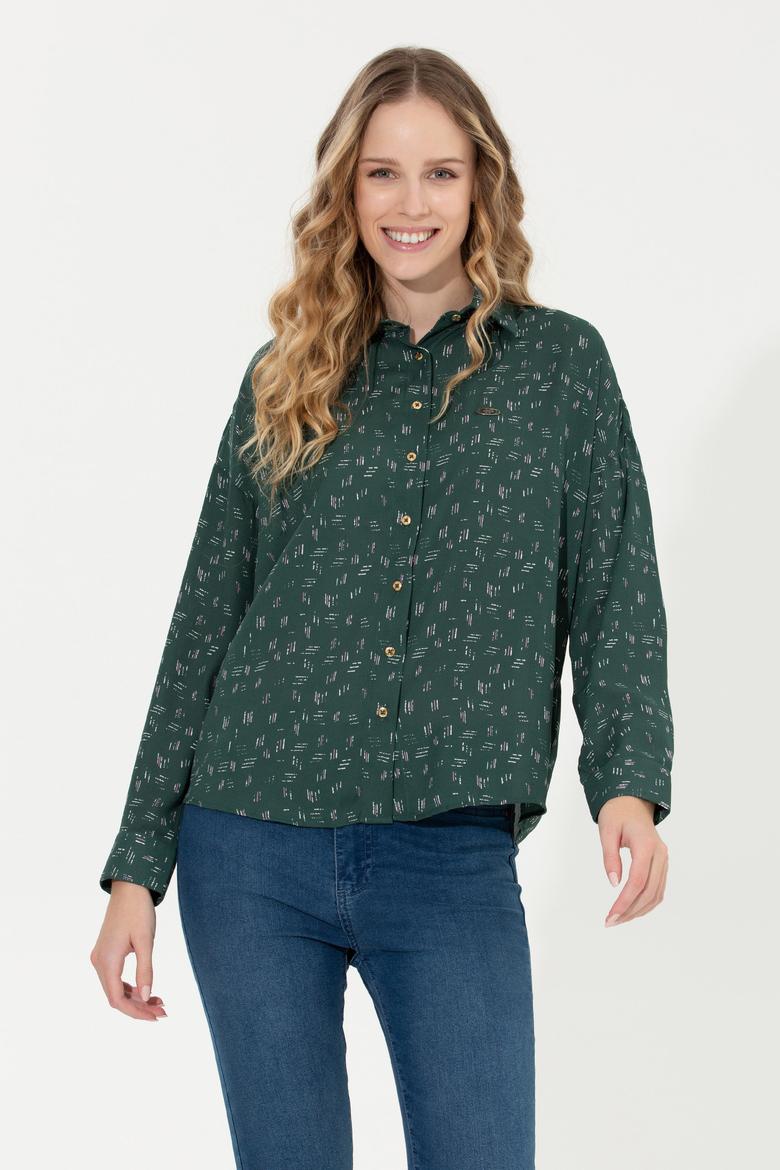 Kadın Yeşil Uzun Kollu Gömlek - 50254005011