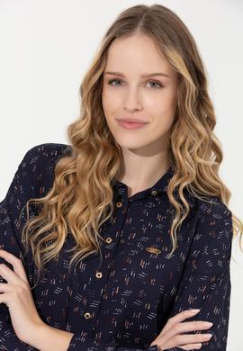 Kadın Lacivert Uzun Kollu Gömlek - 50254005020