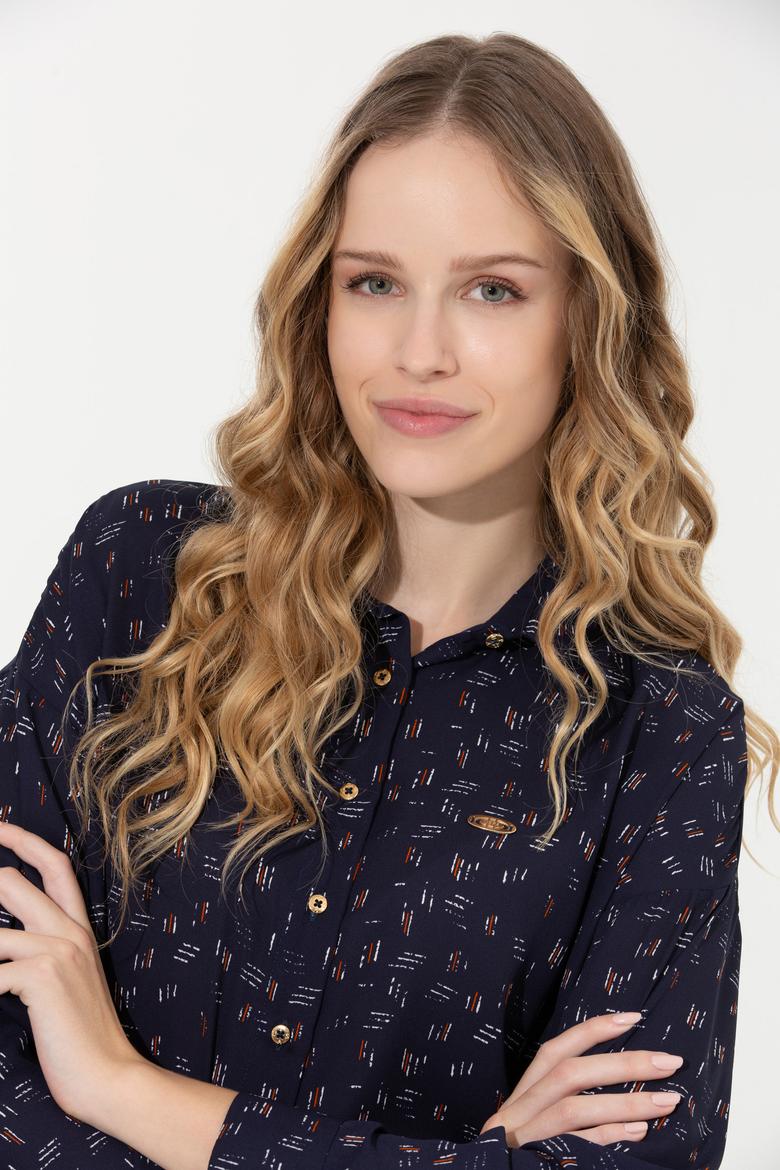 Kadın Lacivert Uzun Kollu Gömlek - 50254005020