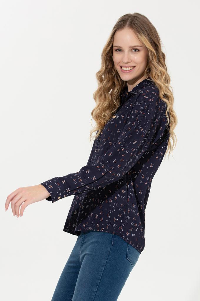 Kadın Lacivert Uzun Kollu Gömlek