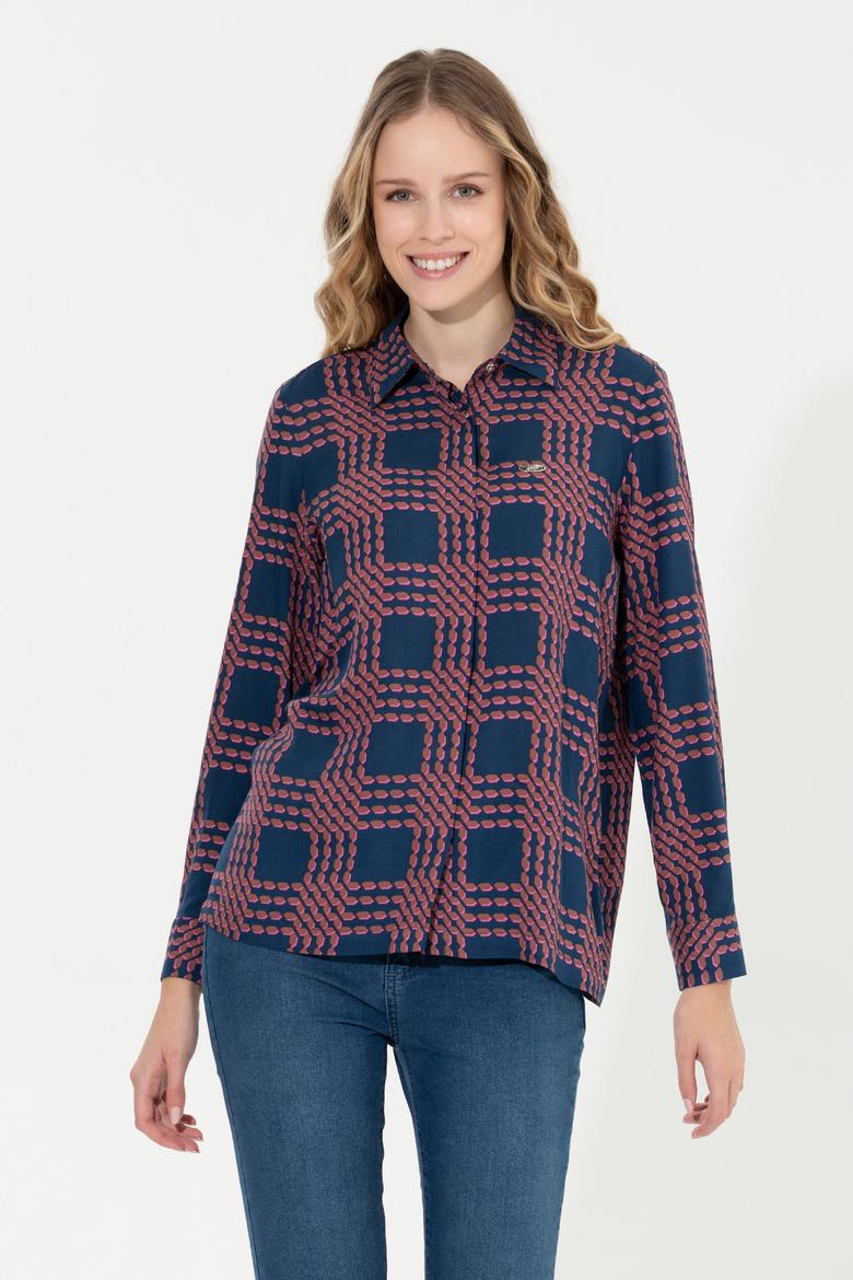 Kadın Lacivert Uzun Kollu Gömlek - 50253858010