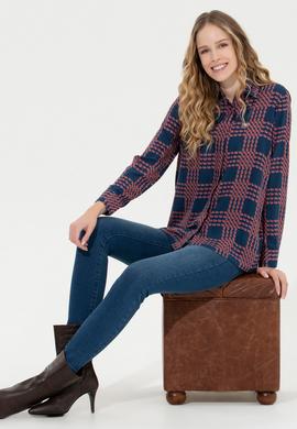 Kadın Lacivert Uzun Kollu Gömlek - 50253858010